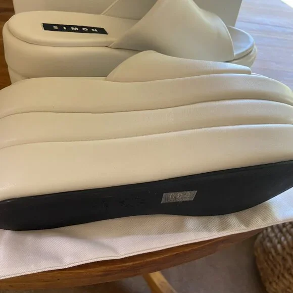 Simon Miller White Puffed Blackout Platform Clog Slide Sandal 39 - Picture 3 of 4